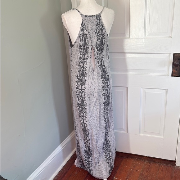 Free People Gray and White Snake Print Maxi Dress Sequins Size S - Picture 3 of 7